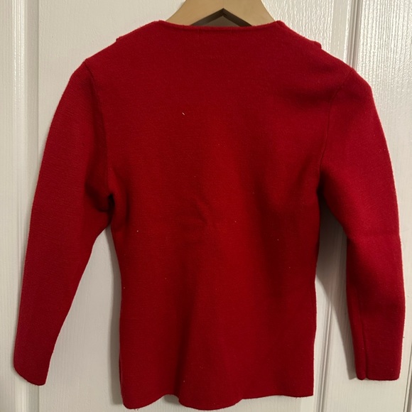 Women’s Red Jos. A. Bank Merino Wool Cardigan Sweater Size Medium - Picture 3 of 3